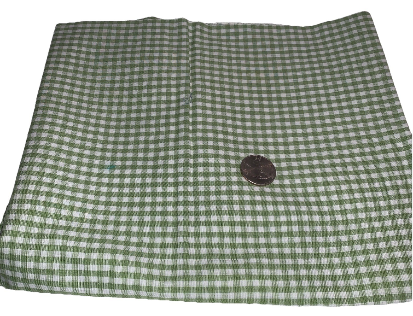 Vintage Sewing Fabric Gingham Green Check  1/2 yard 18 x 36
