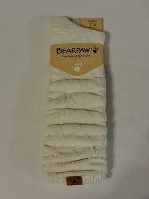 Bearpaw Leg Warmers Boot Toppers White Cream Cable Knit Ladies 5-10 New