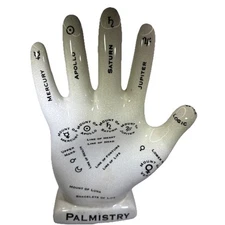 Palmistry Hand Palm Reading Fortune 12" Ceramic Crackle Glaze Three Hands Corp