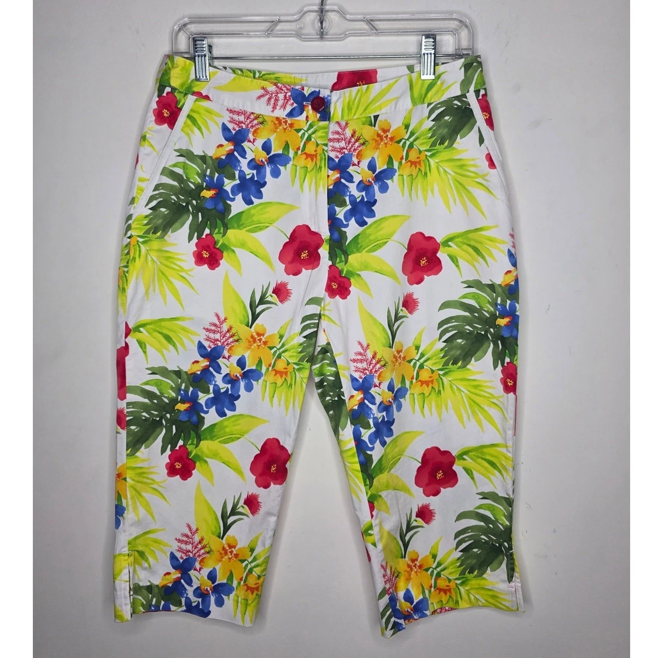 EP Pro tropical floral cotton blend athletic golf capri pants - 6