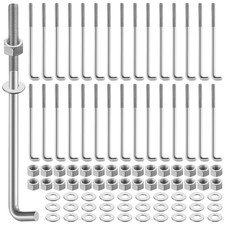 Blulu 30 Sets 5/8 x 12inch Anchor Bolt LBolts Nuts & Washers Included Threade...