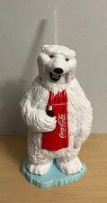 Vintage COCA-COLA Polar Bear Plastic Drinking Cup Container w/ Straw