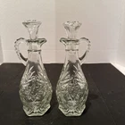 Set of 2 Pair Vintage Anchor Hocking Star of David Oil & Vinegar Bottle Cruets