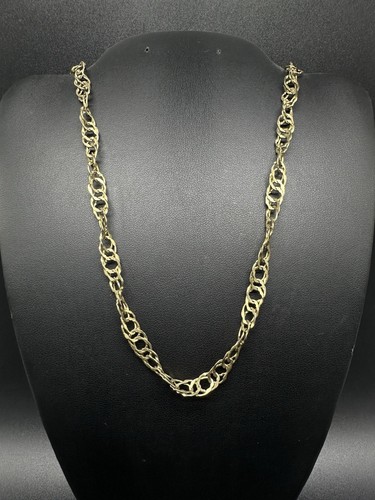 Vintage Sterling Silver 925 Twisted Gold Tone Long Chain Necklace 20” - 第 1/7 張圖片
