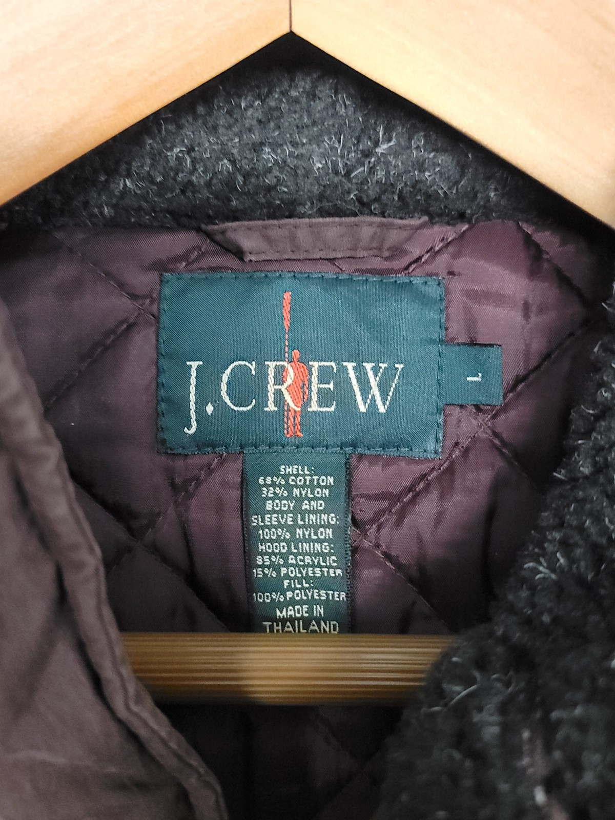 FILA Giacca vintage J.Crew uomo grande marrone rema parka con cappuccio trapuntato foderato con bottoni