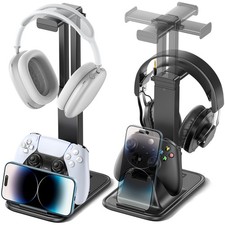Gaming Headset  Controller Stand, Rotating Headphone Storage with Black