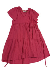 Calvin Klein Women's Tiered Textured Gauze Maxi Dress 10 Hot Pink Flutter