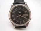 VTG SEIKO 5 AUTOMATIC WRIST WATCH 17 JEWEL DAY & DATE BLACK DIAL WORKS