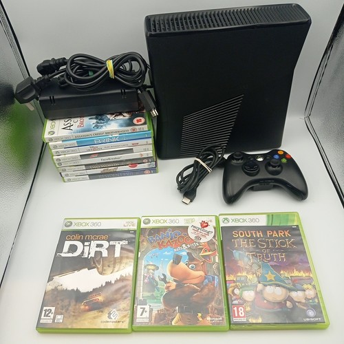 Xbox 360 Slim Konsole 4GB Schwarz mit Controller und 11 Spielen Microsoft