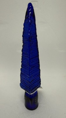 Blenko Glass Sunface Stopper Garden Spear - Cobalt