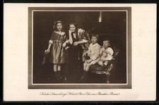 Postcard children of his king Highness Prince Elie of Bourbon-Parma, group picture 