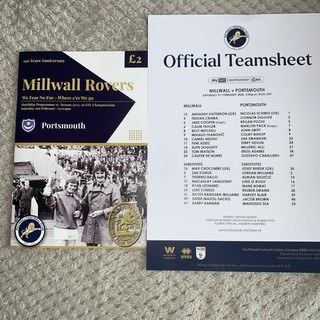 Millwall V Portsmouth Home Programme And Team Sheet 2025/26 Sat 21st February