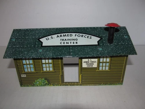 Vintage 1950's Marx U.S. Armed Forces Small T1-12 Training Center Tin Building