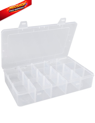 Hlotmeky Plastic Organizer Box with 10.8 x 6.3 x 2.2 inches, 15 Large Grids 