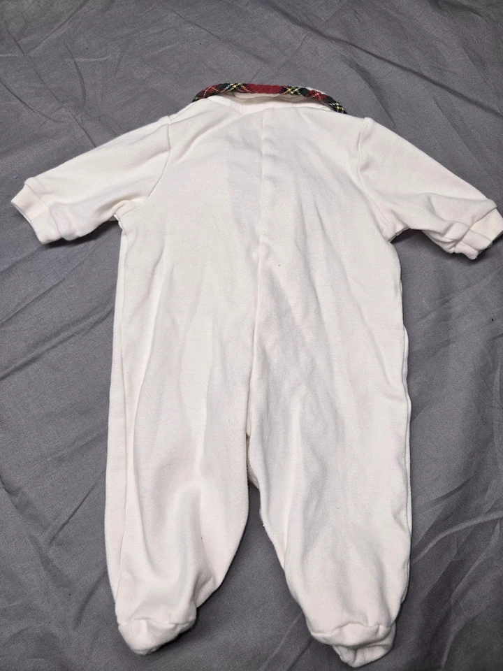 复古 Small Steps Baby's First Christmas One-piece 0 3 个月白色套装 — 第 3/4 张图片