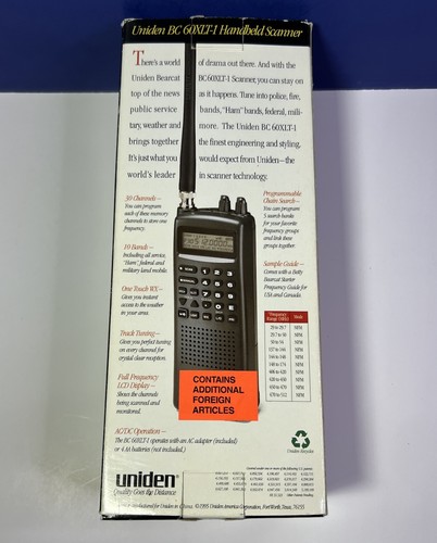 Uniden Bearcat BC60XLT-1 30 Channel Programmable Handheld Scanner - New Open Box - Picture 2 of 11