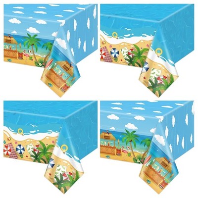 4 Pack Summer Beach Tablecloths, Hawaiian Table Cloths for Summer Beach Pool ...