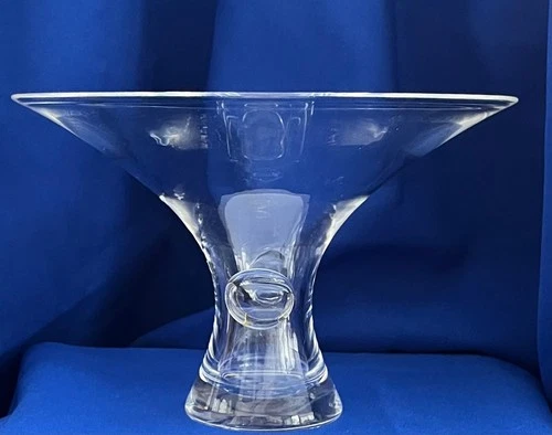 Vintage MCM Steuben Vase Thumbprint Compote Bowl  Handblown Glass  Signed ~Nice!