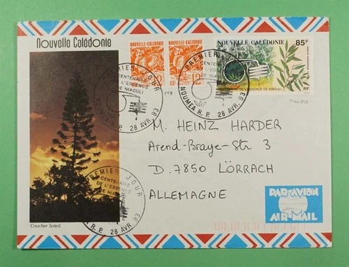 DR WHO 1993 NEW CALEDONIA FDC COMBO AIRMAIL TO GERMANY R38174
