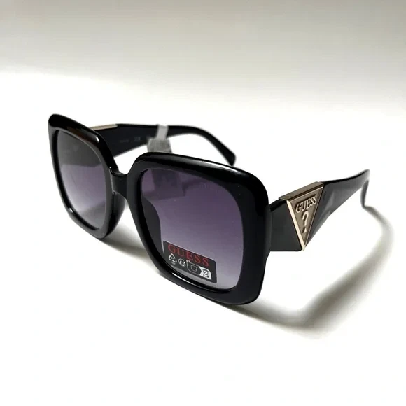 Guess Y2K Triangle Logo Black Women\'s Rectangular Oversized Sunglasses Amazon.com: GUESS Women main image 4