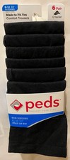 PEDS NON-BINDING COMFORT TROUSER SOCKS  Extended Size 8-12 - 6 Pairs