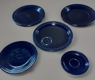 5 Pc Mixed Lot Homer Laughlin FIESTAWARE Colbalt Blue Dinner Plates 10 1/2'' Read