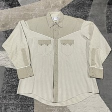 Rockmount Ranch Wear Shirt Large Brown Western Striped Pearl Snap Sawtooth USA