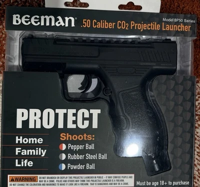 Beeman Protect BP50 .50 Cal CO2 Projectile Launcher Pistol - Black-see Descript