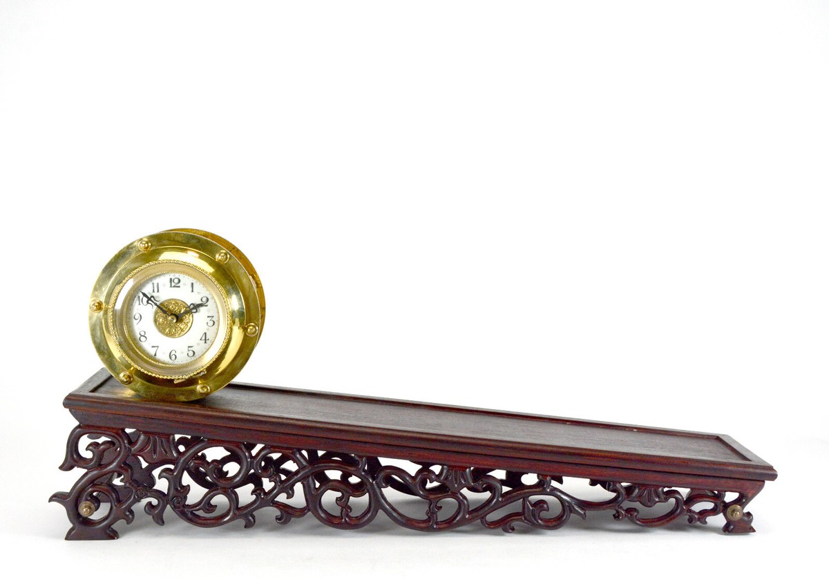 French Mystery Gravity Driven Gold Incline Rolling Clock - No