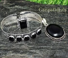 Black Onyx Mix Shape 3pcs Combo Set 925 Silver Plated Wholesale Lot Jewelry
