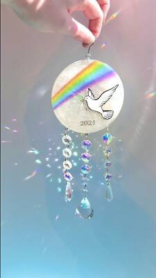 Memorial Suncatcher, Dove and Rainbow, Custom Gift, Personalized Gift, Heaven 
