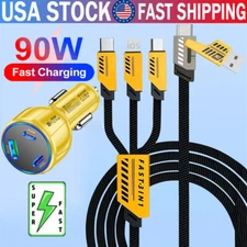 90W Doub USB-C PD Super Fast Car Charger For Samsung iPhone Android Phone