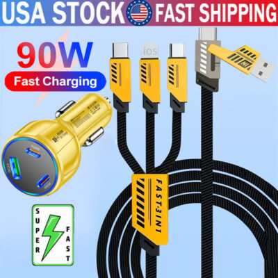 90W Doub USB-C PD Super Fast Car Charger For Samsung iPhone Android Phone