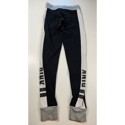 VXS Victoria's Secret XS black white leggings color block spell out grunge emo