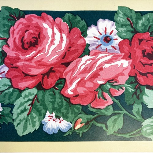 VTG 90s WAVERLY | Floral Wallpaper Border 563552 Yellow Green Pink Red Blue - 第 4/6 張圖片