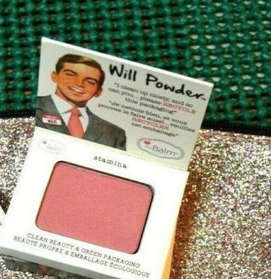 the Balm Cosmetics Travel sz Palette~Will Ponder Powder in Stamina w/Brush&Bag