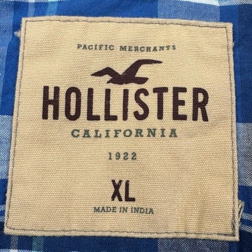 Hollister California Shirt Men's Size XL Blue Cotton Plaid Button Down Preppy - Picture 2 of 13