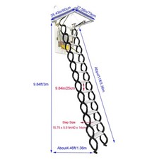 27.5 x 35.4inch Attic Ceiling Pull Down Ladder Stairs, 9.8ft Folding Attic Stair