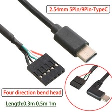 PC Motherboard 2.54mm 5Pin / 9Pin to TypeC Adapter Cable Elbow Head Connector