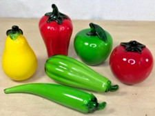 Vintage Murano Style Handblown Glass Fruit  Vegetable Lot x6 Set