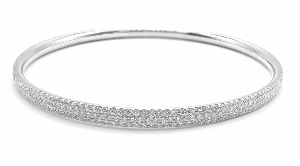 Brazalete Tiffany & Co Metro Oro Blanco 18k Diamante Completo Tres Filas $22,300 Foto 4 de 4