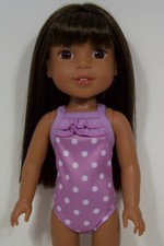 Lavender Polka Dot Swimsuit Doll Clothes For Wellie Wisher Wishers 14" Debs 