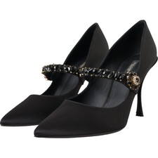 DOLCE & GABBANA Shoes Black Mary Jane Crystal Heels Pumps EU40 / US9.5 1200usd