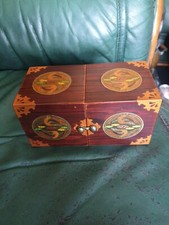 Vintage Korean Wood Twin Cube Jewelry Box 
