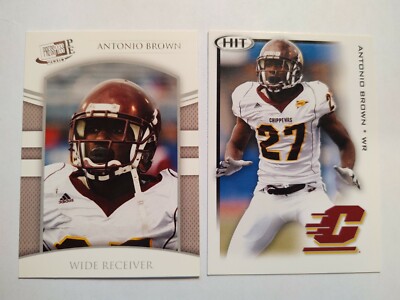 2010 Antonio Brown RC X2  #7 Press Pass #27  Sage Hit Central Michigan Steelers