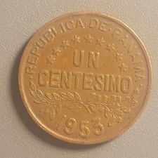 1953 Panama 1 Centesimo Coin - 50th Anniversary Independence - Bronze
