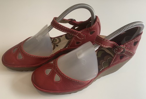 FLY LONDON - Women’s Yuna Red Leather wedge Shoes - UK SIZE 5 / EUR 38 - Picture 2 of 13