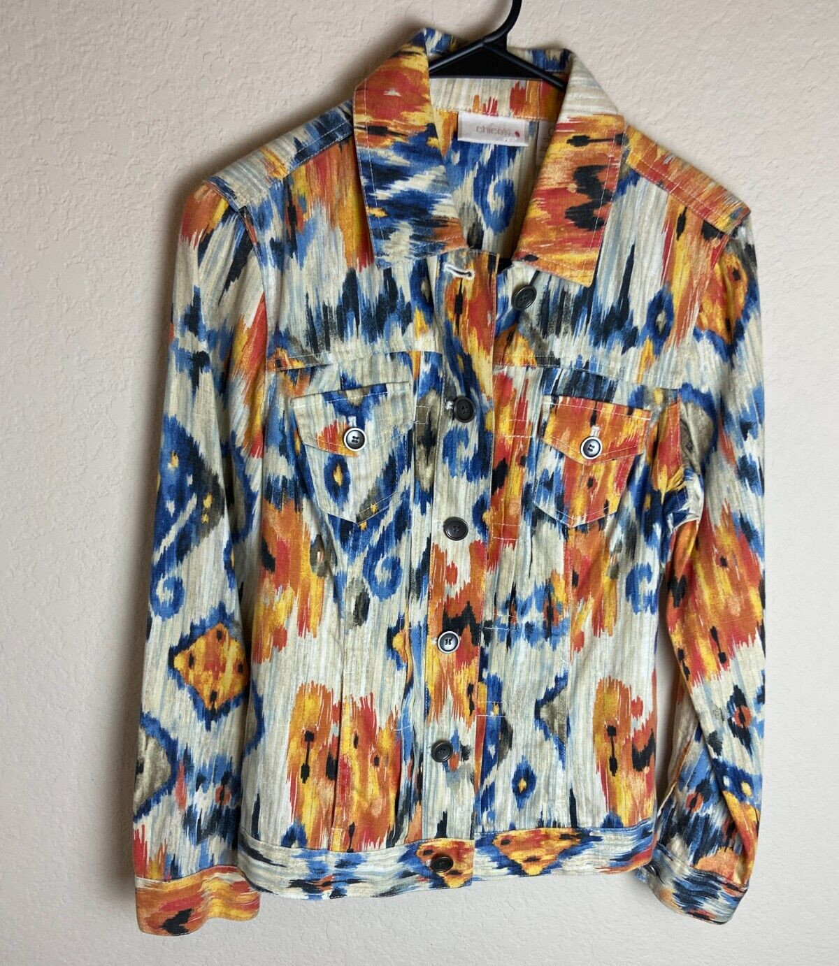 Chico's Womens Button Down Jacket Multicolor Azte… - image 1