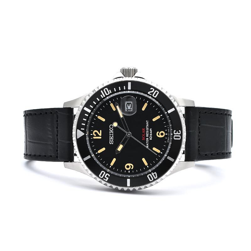 SEIKO Vintage Design SZEV013 Solar Analog Watch Black Dial