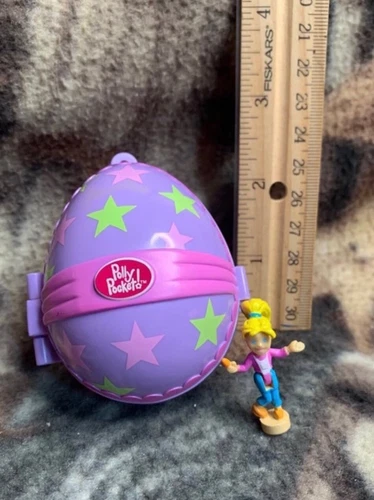 Vintage 2001 Polly Pocket Star Easter Egg Painting Compact Playset Keychain